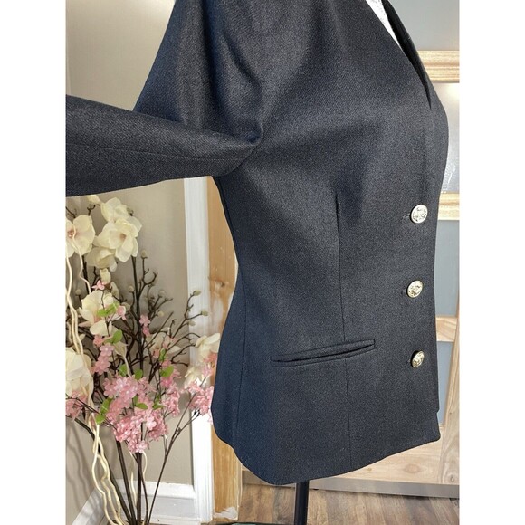 JACK WINTER Women Blazer Suit Jacket Black W/Gold Buttons Collarless - Picture 6 of 9